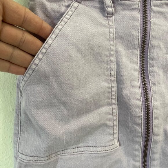 art class Lilac Denim Mini Skirt With Front Zipper Closure & Pockets - Picture 3 of 9